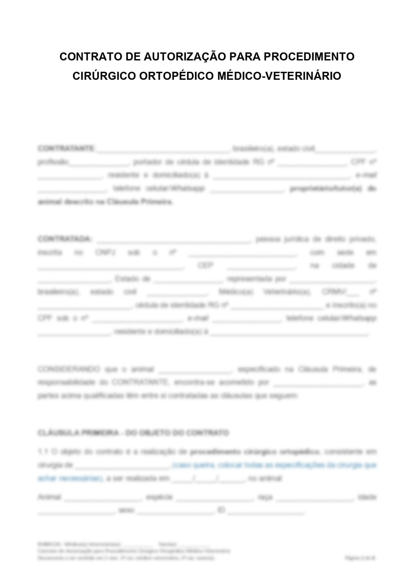 Contratos Veterinários - Contrato de Autorização para Procedimento Cirúrgico Ortopédico Veterinário - Imagem 2