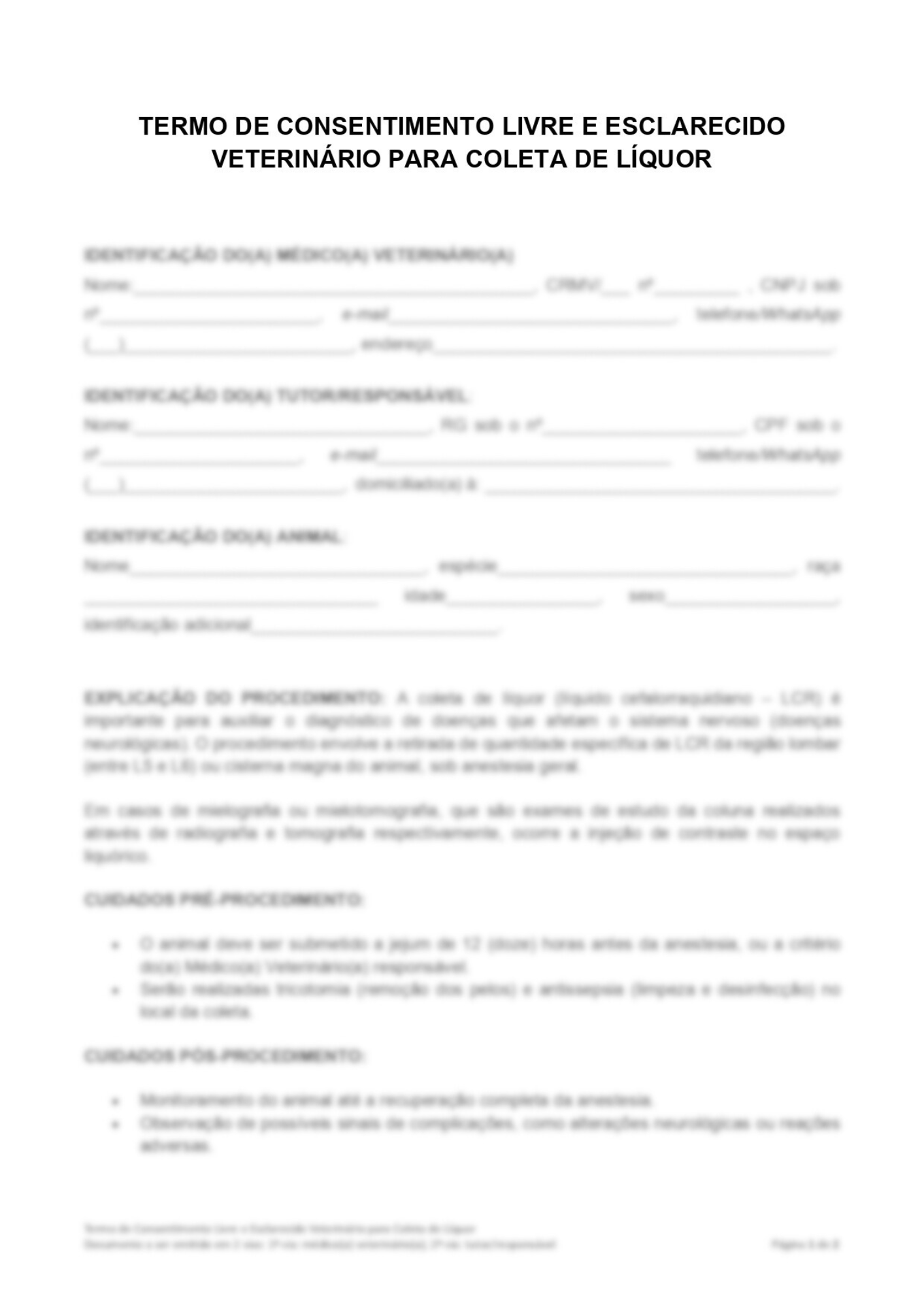 Consentimento para Procedimentos de Risco - Cistocentese | Coleta de Líquor | Citologia Guiada por Ultrassom - Imagem 3