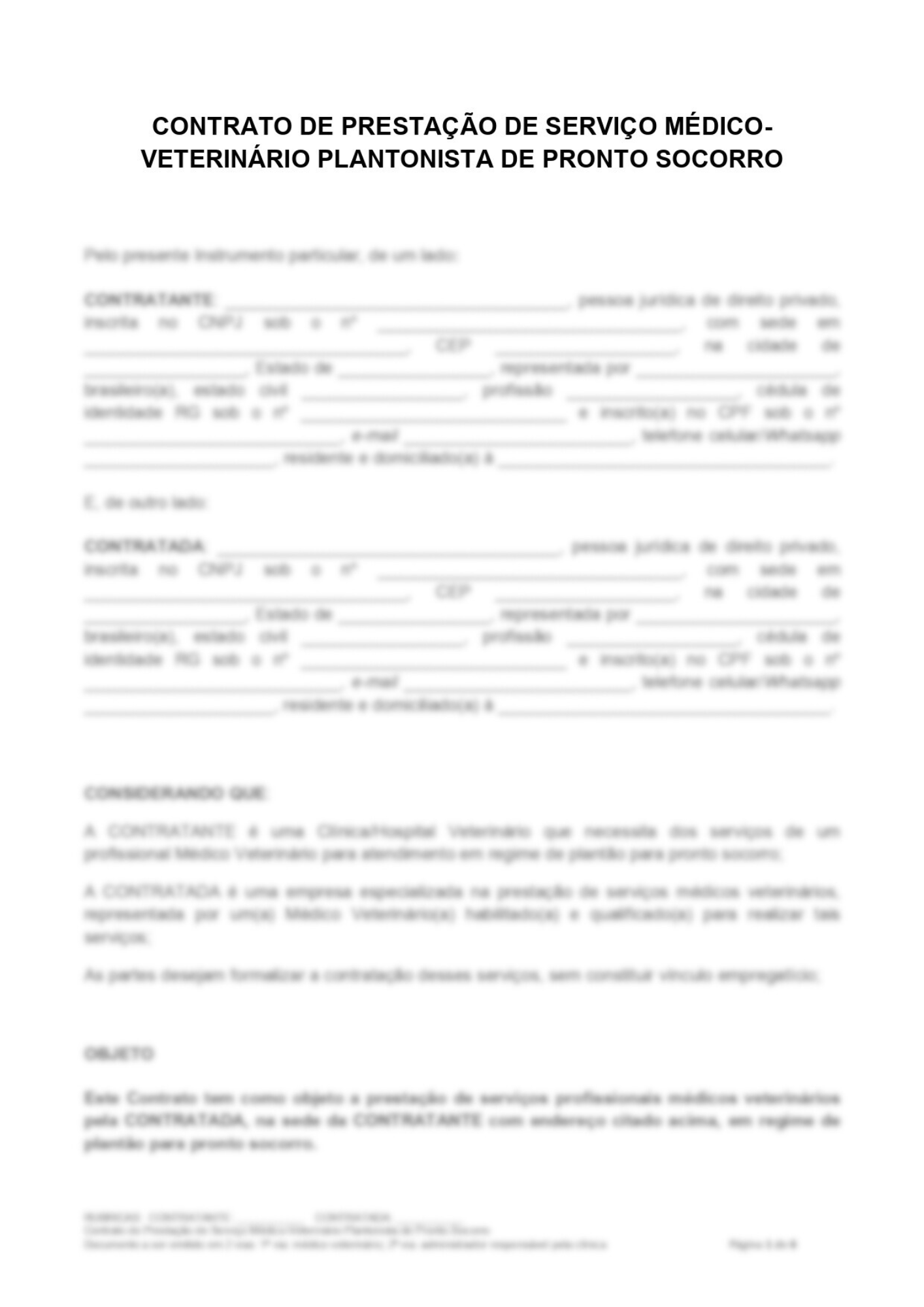 Contratos Veterinários - Contrato de Prestação de Serviço - Plantonista Veterinário de Pronto Socorro (PJ) - Imagem 2
