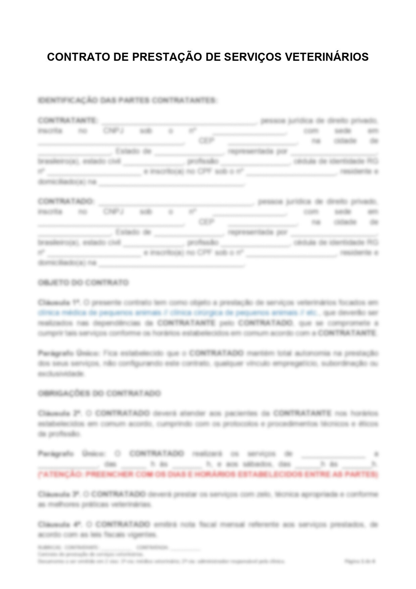 Contratos Veterinários - Contrato de Prestação de Serviço Clínica x Vet PJ - Imagem 2