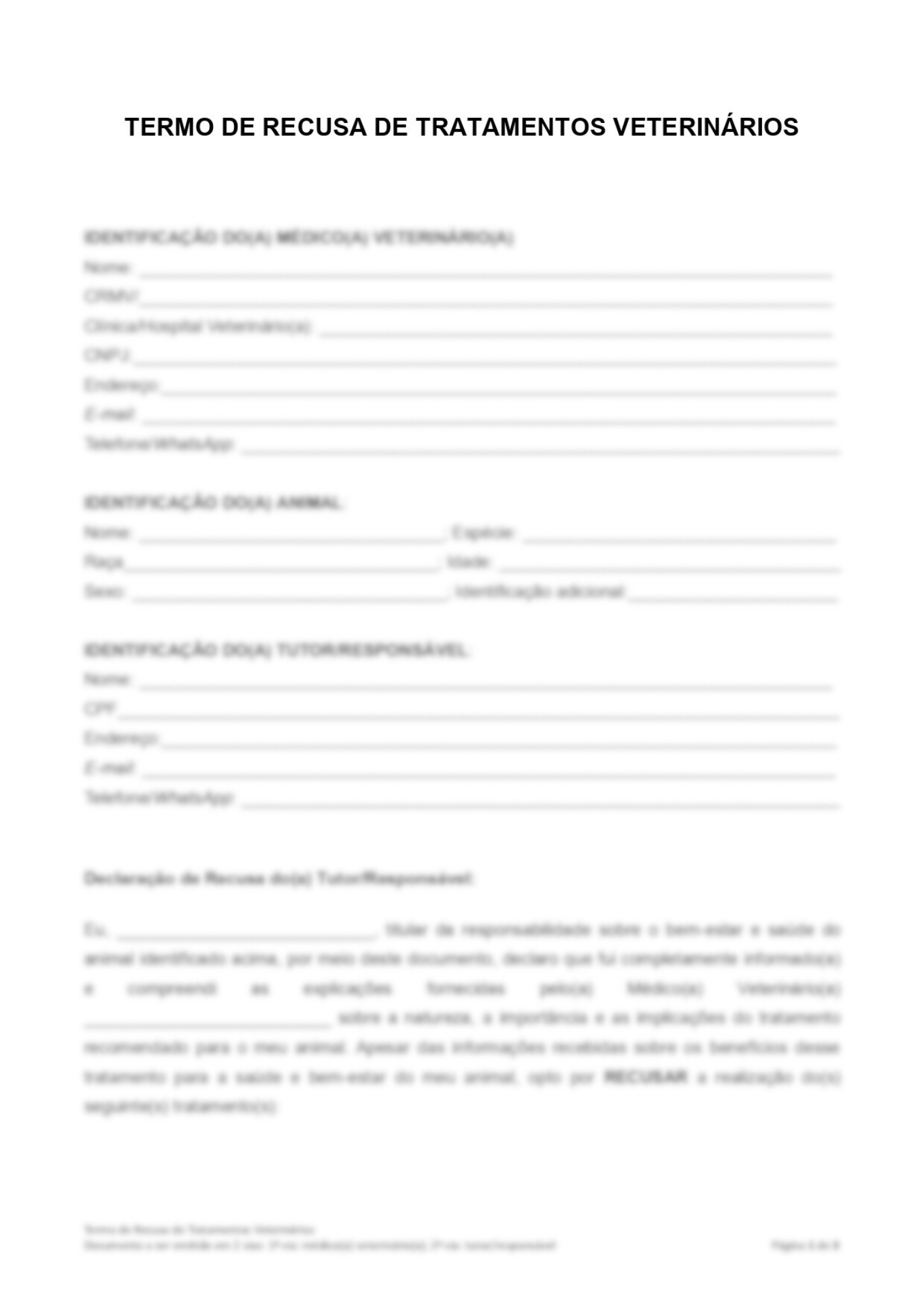 Contratos Veterinários - Kit de Recusa de Exames + Recusa de Tratamentos Veterinários - Imagem 2