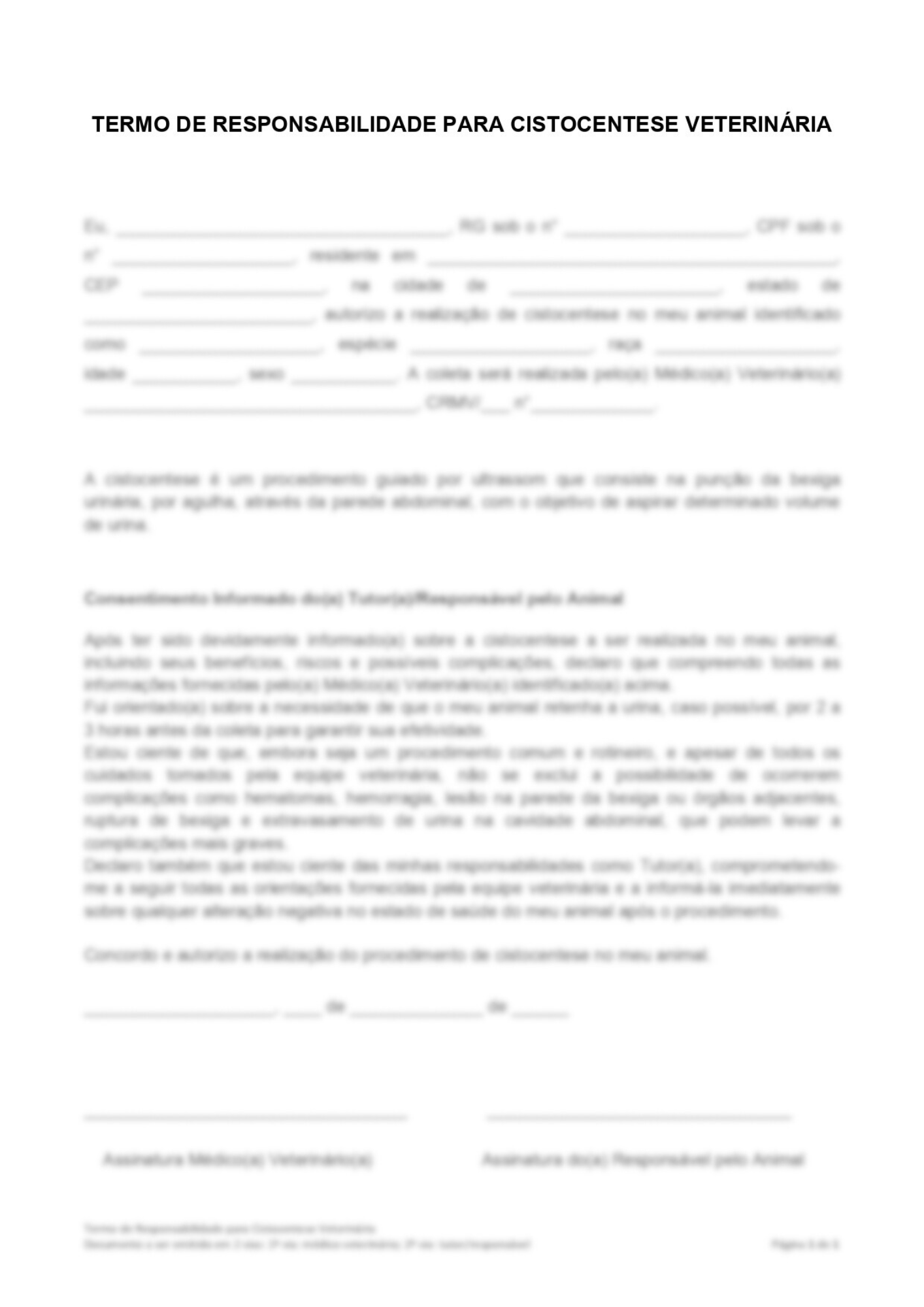 Consentimento para Procedimentos de Risco - Cistocentese | Coleta de Líquor | Citologia Guiada por Ultrassom - Imagem 4