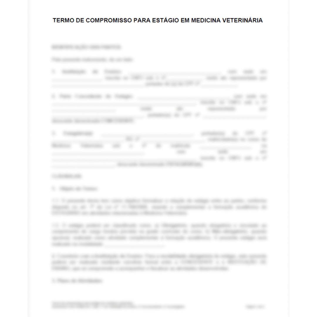 Contratos Veterinários - Termo de Compromisso para Estágio em Medicina Veterinária - Imagem 2